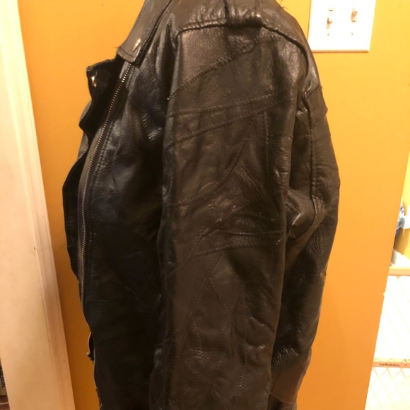 “God Bless America” Patchwork Leather Jacket Large - Picture 2 of 5